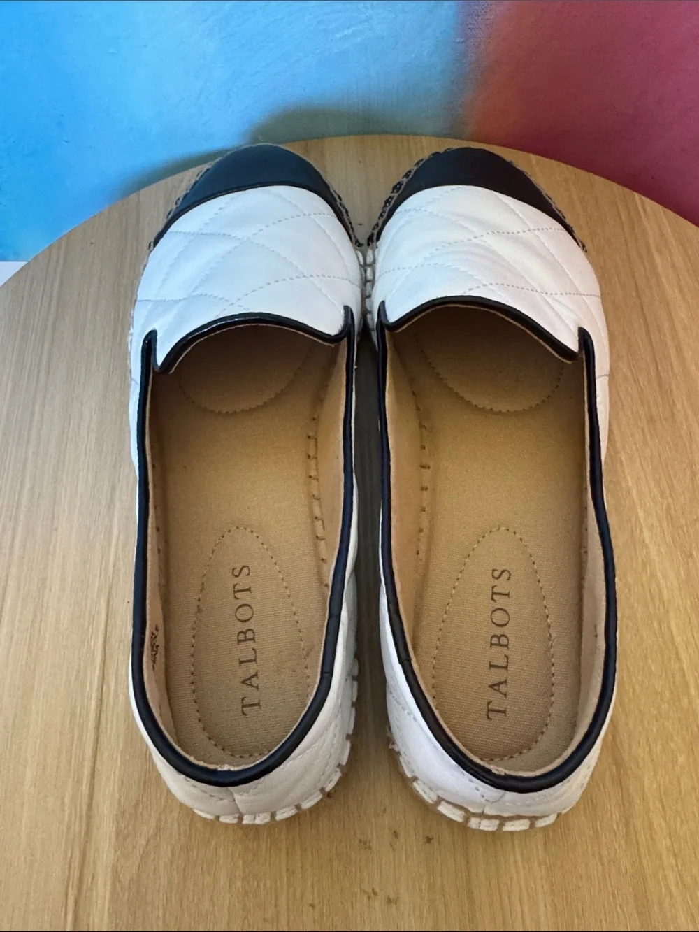TALBOTS quilted cap-toe espadrille flats, the classic Chanel-style Size 8M NWOT